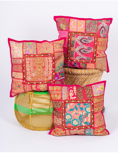 funda-cojin-rosa-artesanal-india
