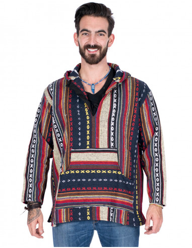 Unisex boho sweatshirt made of handmade cotton...