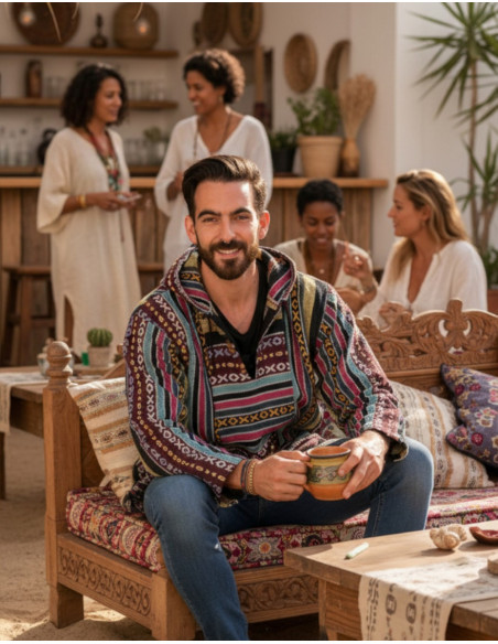 Unisex-Boho-Sweatshirt aus handgefertigter Baumwolle – Indische Ethno-Mode