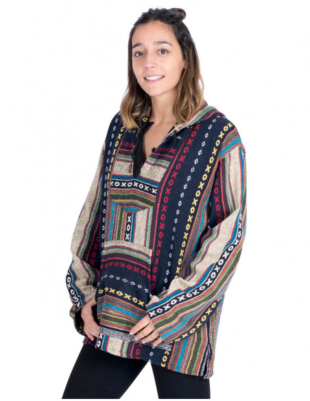 Sweat-shirt bohème unisexe en coton fait main – inspiration indienne