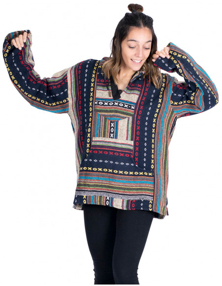 Unisex-Boho-Sweatshirt aus handgefertigter Baumwolle – inspiriert von Indien