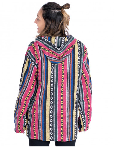 Unisex boho sweatshirt made of handmade cotton...