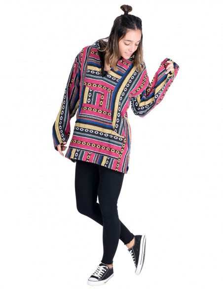 Sweat-shirt bohème unisexe en coton fait main – inspiration indienne