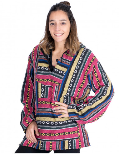 Unisex boho sweatshirt made of handmade cotton...