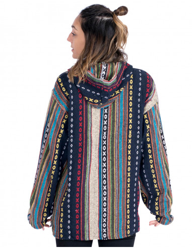 Unisex boho sweatshirt made of handmade cotton...