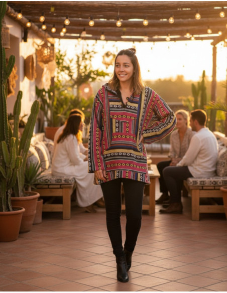 Unisex boho sweatshirt made of handmade cotton – Indian inspiration