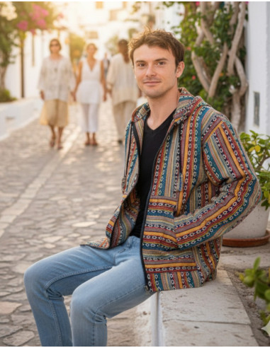 Jaqueta hippie unissex feita de algodão...