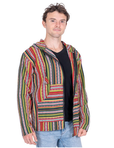 Giacca hippie unisex realizzata in cotone fatto...