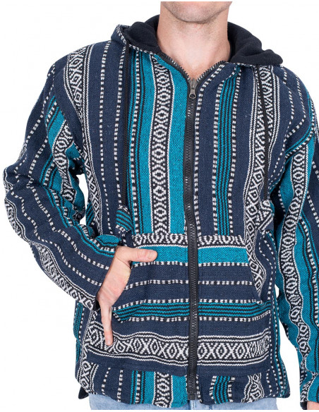 Jaqueta hippie unissex com forro de lã polar – Casaco boho feito à mão na Índia