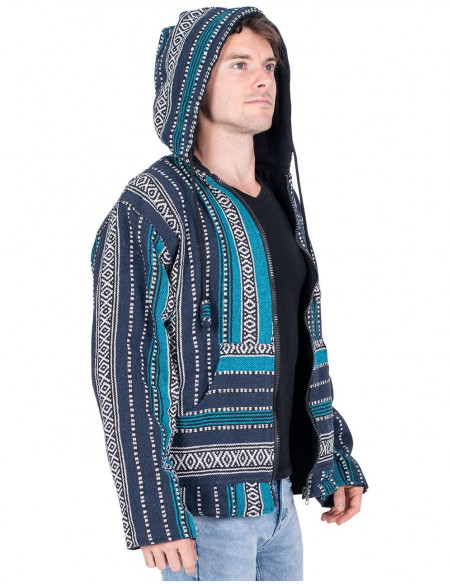 Jaqueta hippie unissex com forro de lã polar – Casaco boho feito à mão na Índia