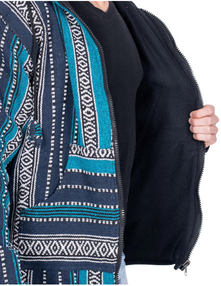 Jaqueta hippie unissex com forro de lã polar – Casaco boho feito à mão na Índia