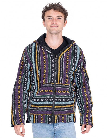 Veste hippie unisexe doublée en polaire – Manteau bohème fait main en Inde
