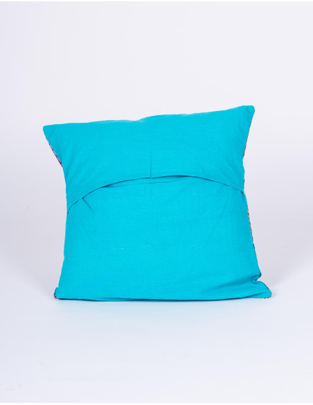 Copricuscino Kimago azzurro floreale 40x40 cm in cotone fatto a mano