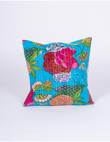 Housse de coussin Kimago bleu clair à motif...