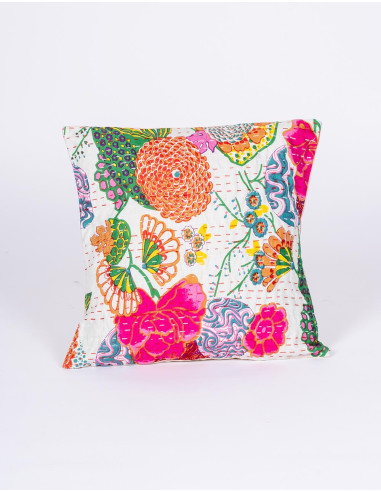 White floral cushion cover 40x40 cm in handmade...