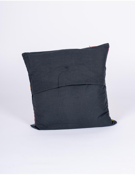 Black floral cushion cover 40x40 cm in handmade cotton