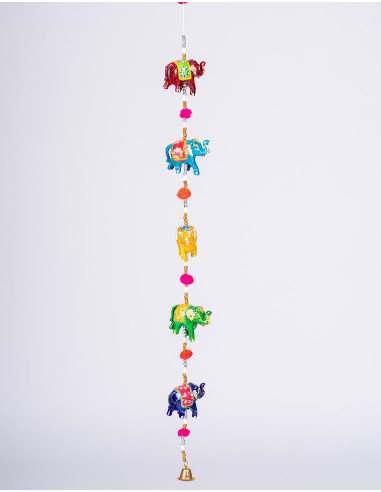 Decorative ceramic elephant pendant with pom-poms