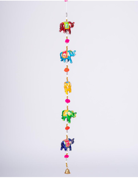 Decorative ceramic elephant pendant with pom-poms
