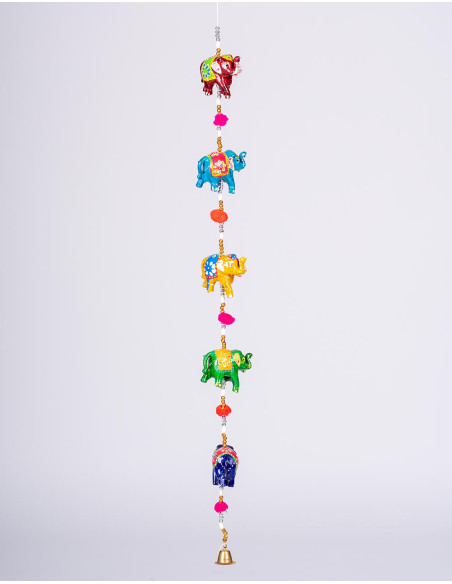 Decorative ceramic elephant pendant with pom-poms