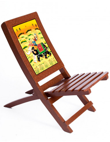 Authentic Indian Handcrafted Folding Wooden Chair