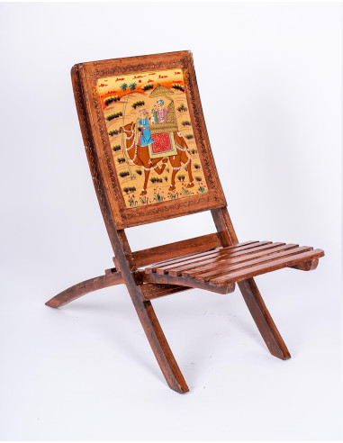 Chaise pliante en bois authentique fabriquée à...