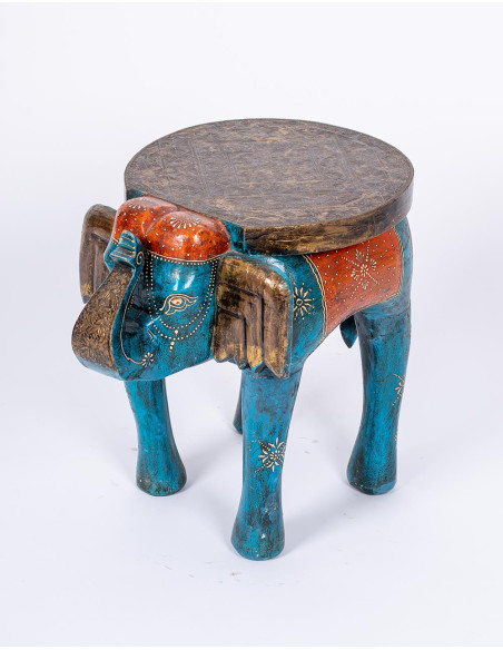 Decorative elephant-shaped bench – Indian handicraft