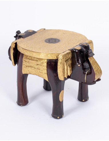 Handcrafted bench with double elephant head