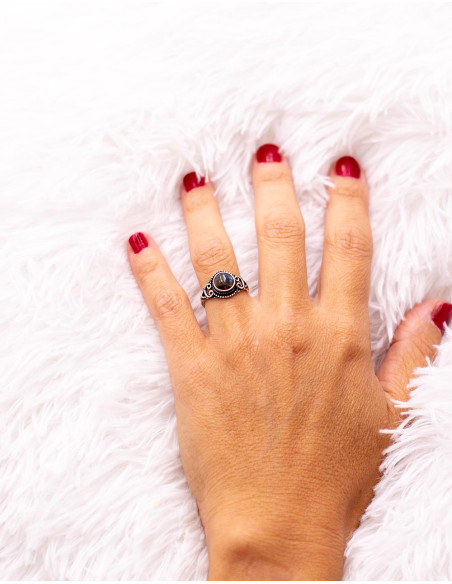 Boho silver ring with natural stone – Handmade jewelry