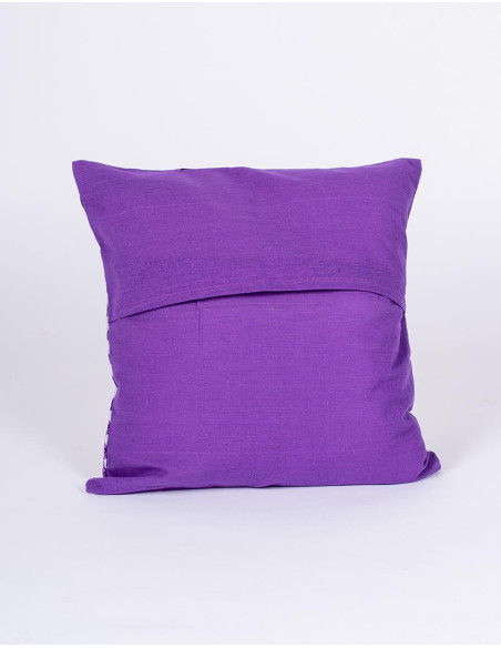 Purple and white cushion cover – Handmade ethnic decoration