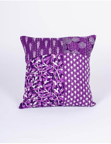 Purple and white cushion cover – Handmade ethnic decoration