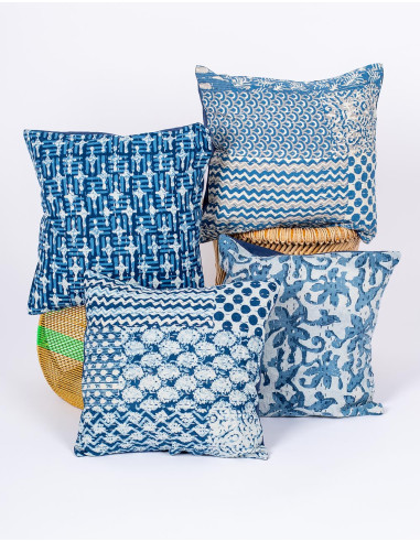 Capa de almofada azul e branca – Decoração...