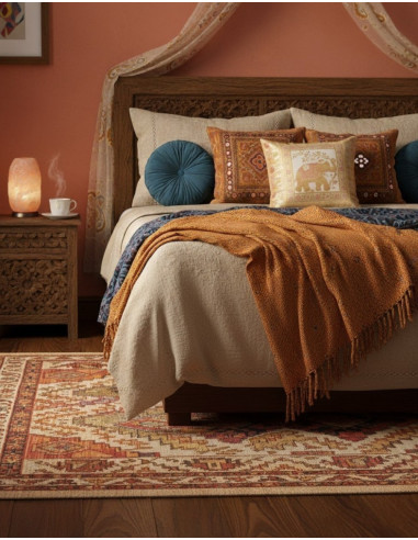 Housse de coussin blanche à motif éléphant –...