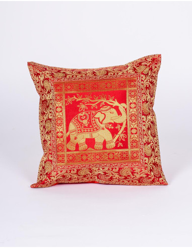 Housse de coussin rouge à motif éléphant –...