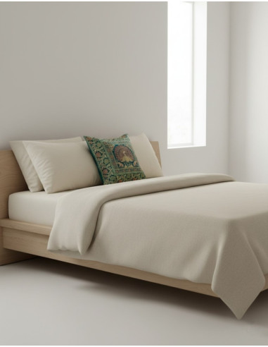 Housse de coussin verte à motif paon –...