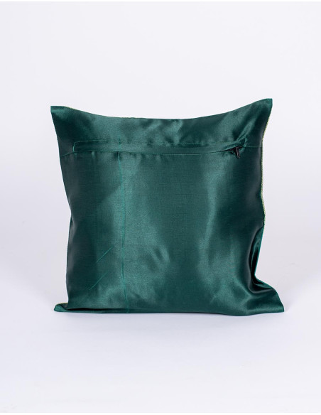 Green cushion cover with peacock – Indian ethnic decor