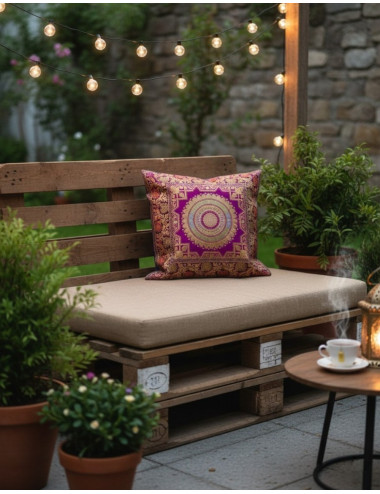 Purple cushion cover with...