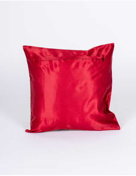 Fodera per cuscino bordeaux con decorazioni di uccelli – stile etnico boho