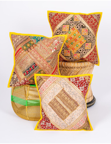 Yellow Indian Embroidered Cushion 40x40 –...