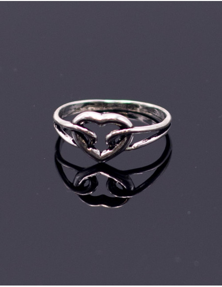 Anello in argento con cuore intagliato – Gioiello indiano fatto a mano