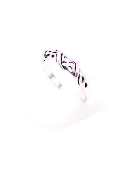 Anello floreale indiano fatto a mano in ottone placcato argento – Design etnico traforato