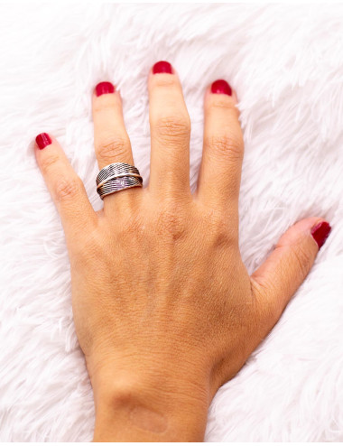 Bague ajustable en argent,...