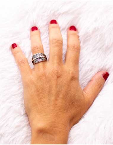 Bague ajustable en argent, fabriquée à la main...