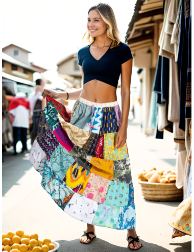 Jupe longue patchwork en...