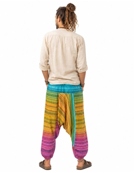Calças afegãs unissex multicoloridas – estilo étnico indiano boho