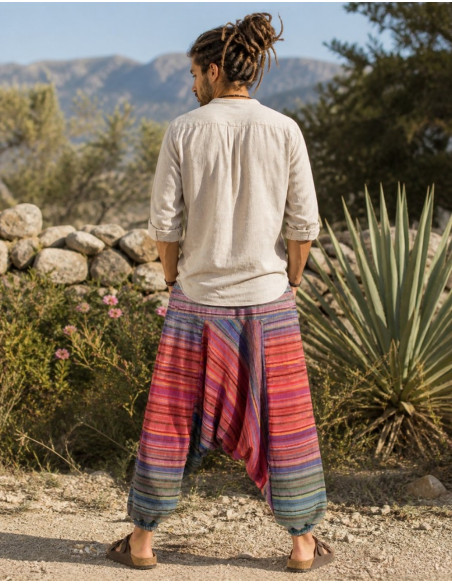 Calças afegãs unissex multicoloridas – estilo étnico indiano boho