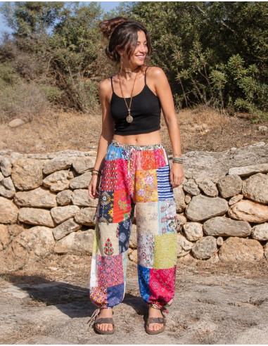 Pantalon harem patchwork indien – Unisexe en...