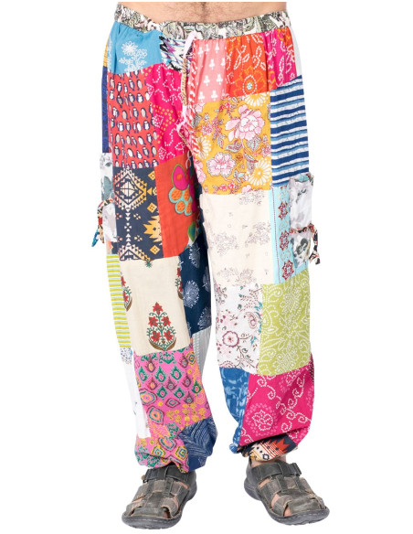 Pantaloni harem indiani patchwork – Unisex in cotone fatto a mano