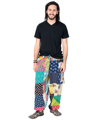 Calças Harem Indianas Patchwork – Unissex,...