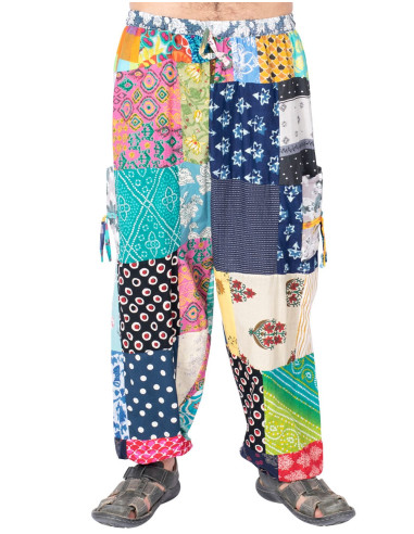 Pantalon harem patchwork indien – Unisexe en...