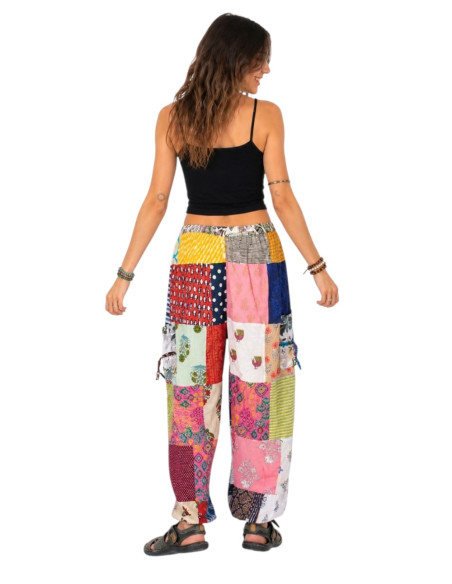 Calças Harem Indianas Patchwork – Unissex, Feitas à Mão em Algodão